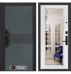 Входная дверь Смартлаб с Зеркалом Фацет - Белый софт