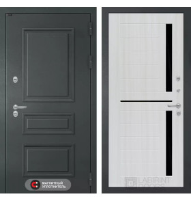 Входная дверь Атлантик 02 - Сандал белый, стекло черное