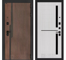 Входная дверь KARMINA 02 - Сандал белый, стекло черное