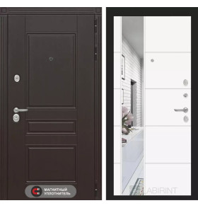 Входная дверь Мегаполис с Зеркалом 19 - Белый софт