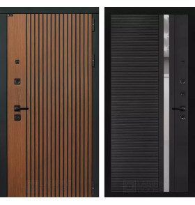 Входная дверь STORM 31 - Черный кварц, зеркальная вставка с тонировкой