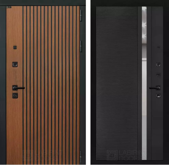 Входная дверь STORM 31 - Черный кварц, зеркальная вставка с тонировкой | Декоративная МДФ панель 10 мм в цвете 