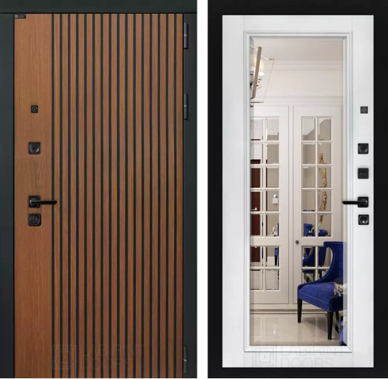 Входная дверь STORM с Зеркалом Фацет - Белый софт | Декоративная МДФ панель 10 мм в цвете 