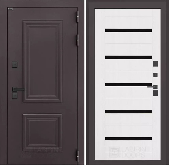 Входная дверь Полярис лайт 01 - Белое дерево со стеклом | Металлическая отделка методом давления на полотне, 960х2050 мм (внешний 1130х2130 мм), 880х2050 мм (внешний 1050х2130 мм)