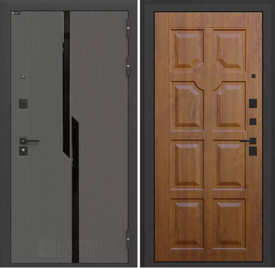 Входная дверь CARBON 17 - Золотой дуб Винорит | Декоративная MDF панель 10 мм с черным стеклом фацет, цвет 