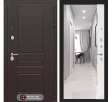 Входная дверь Мегаполис с зеркалом Панорама - Белый софт