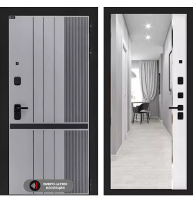 Входная дверь SKYLAB с зеркалом Панорама - Белый софт