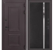 Входная дверь Полярис лайт 31 - Черный кварц, зеркальная вставка с тонировкой