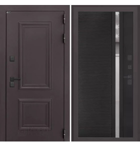 Входная дверь Полярис лайт 31 - Черный кварц, зеркальная вставка с тонировкой