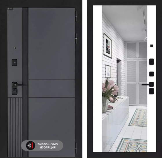 Входная дверь EVOLAB с зеркалом Максимум - Белый софт | Фрезерованная МДФ панель 10 мм, цвет 