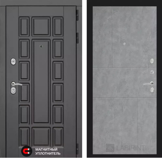 Входная дверь Нью-Йорк 21 - Бетон светлый | Декоративная MDF панель 16 мм с наличником, цвет 