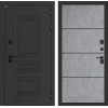 Входная дверь Аляска Лайт 25 - Бетон светлый, черный молдинг | Металлическая отделка методом давления на полотне