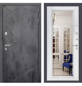 Входная дверь LOFT с Зеркалом Фацет - Белый софт