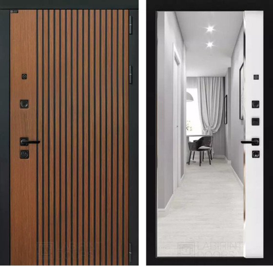 Входная дверь STORM с зеркалом Панорама - Белый софт | Декоративная МДФ панель 10 мм в цвете 