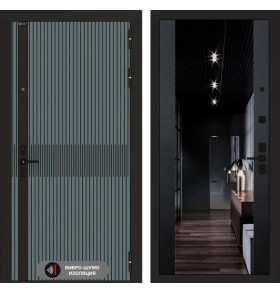 Входная дверь ISSIDA с Зеркалом тонированным Максимум - Черный кварц