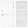 Входная дверь Лайн WHITE 01 - Сандал белый, стекло белое | Металл с покрытием 