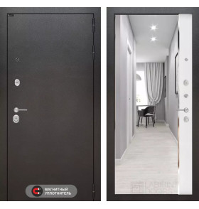 Входная дверь SILVER с зеркалом Панорама - Белый софт