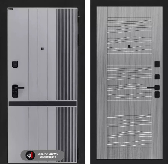 Входная дверь SKYLAB 06 - Сандал серый | Фрезерованная МДФ панель 10 мм, цвет 