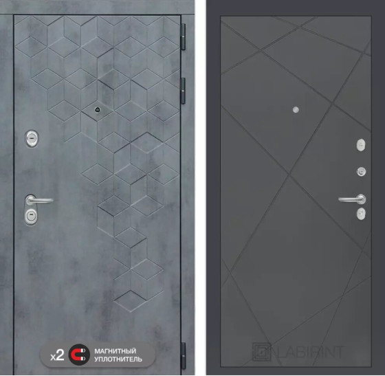 Входная дверь Бетон 24 - Графит софт | Современная декоративная MDF панель 10 мм с наличником, цвет 