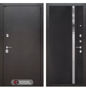 Входная дверь SILVER 31 - Черный кварц, зеркальная вставка с тонировкой