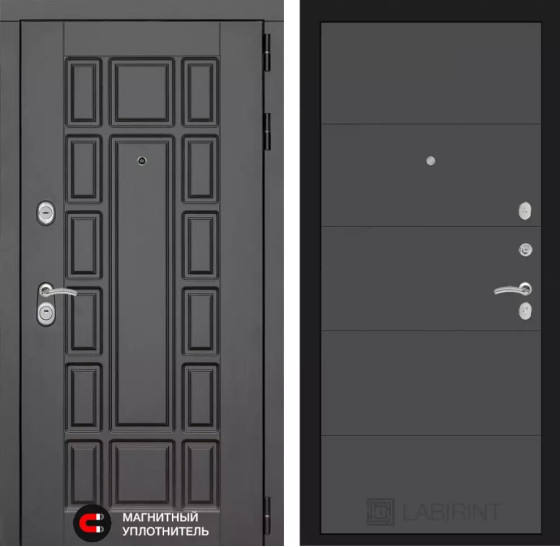 Входная дверь Нью-Йорк 13 - Графит софт | Декоративная MDF панель 16 мм с наличником, цвет 
