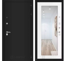 Входная дверь CLASSIC шагрень черная с Зеркалом 18 - Белое дерево