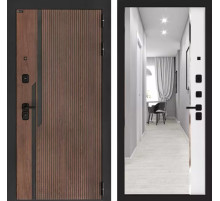 Входная дверь KARMINA с зеркалом Панорама - Белый софт