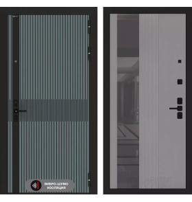 Входная дверь ISSIDA с Зеркалом 32 тонированным - Серый рельеф софт