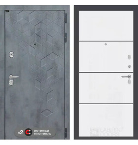 Входная дверь Бетон 25 - Белый софт, черный молдинг