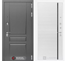 Входная дверь Платинум 22 - Белый софт, черная вставка