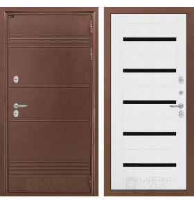 Входная дверь Термо Лайт 01 - Белое дерево, стекло черное