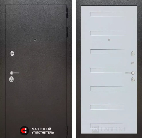 Входная дверь SILVER 14 - Дуб кантри белый горизонтальный | Металл с покрытием 