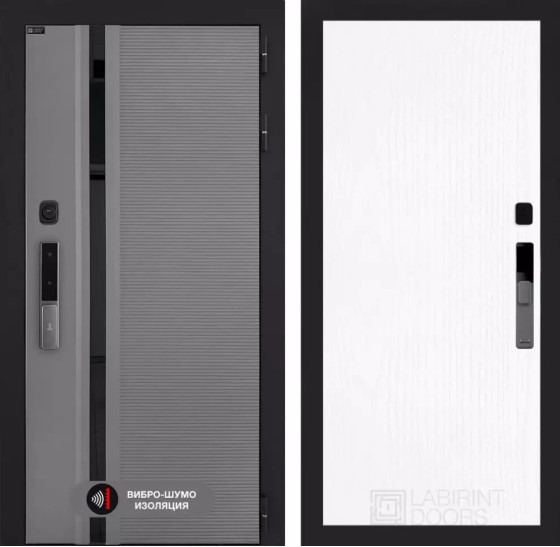 Входная дверь Пиано Смарт 2.0 панель 07 - Белое дерево | Фрезерованная МДФ панель 10 мм, цвет 