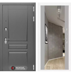 Входная дверь Платинум с Зеркалом Максимум - Грей софт