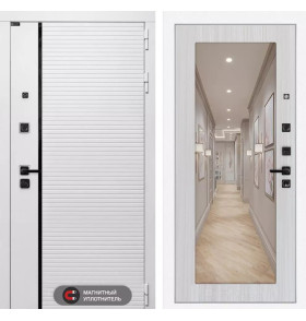 Входная дверь ROYAL с Зеркалом 18 - Сандал белый