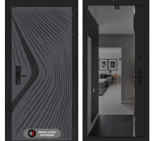 Входная дверь LEOLAB с зеркалом Панорама с тонировкой - Черный кварц