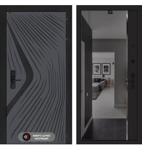 Входная дверь LEOLAB с зеркалом Панорама с тонировкой - Черный кварц