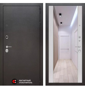 Входная дверь SILVER с Зеркалом Максимум - Сандал белый