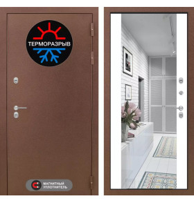 Входная дверь Термо Магнит с Зеркалом Максимум - Белый софт