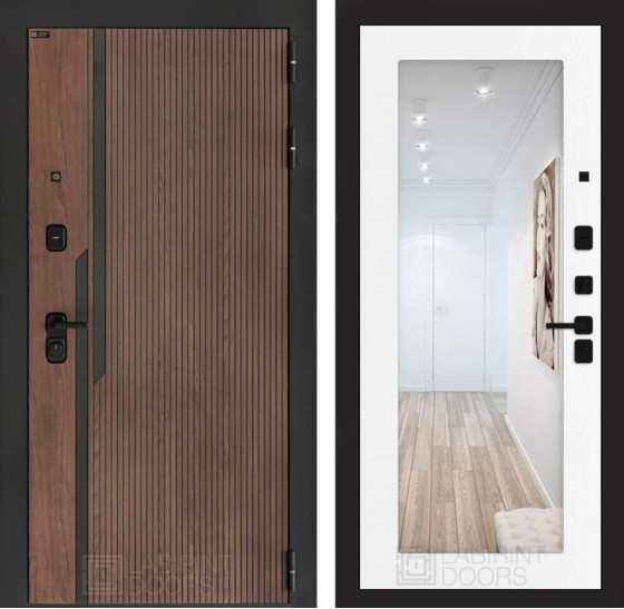 Входная дверь KARMINA с Зеркалом 18 - Белое дерево | Фрезерованная МДФ панель 10 мм, цвет 