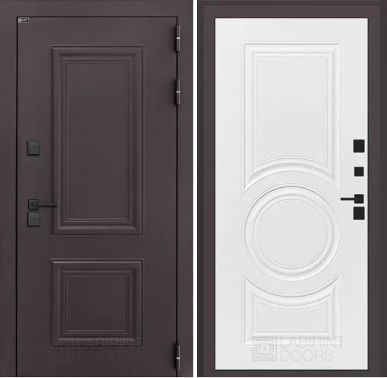 Входная дверь Полярис лайт 23 - Белый софт | Металлическая отделка методом давления на полотне, 960х2050 мм (внешний 1130х2130 мм), 880х2050 мм (внешний 1050х2130 мм)