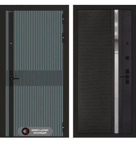 Входная дверь ISSIDA 31 - Черный кварц, зеркальная вставка с тонировкой