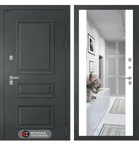 Входная дверь Атлантик с зеркалом Максимум - Белый софт