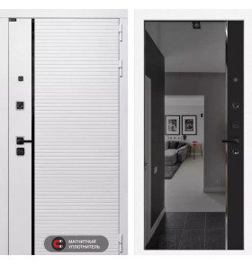 Входная дверь ROYAL с зеркалом Панорама с тонировкой - Черный кварц