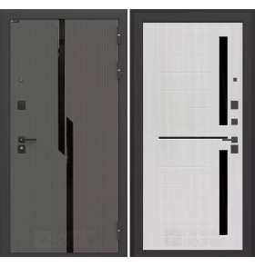Входная дверь CARBON 02 - Сандал белый, стекло черное