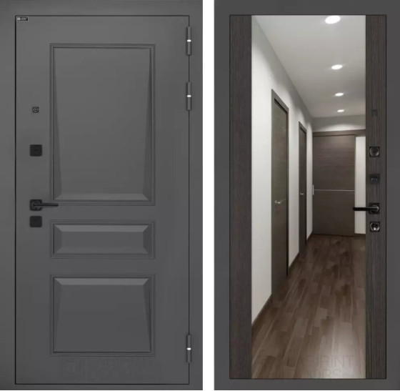 Входная дверь Орлеан с Зеркалом Максимум - Венге | Металлическая отделка методом давления на полотне