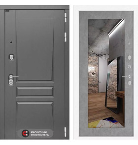 Входная дверь Платинум с Зеркалом 18 - Бетон светлый