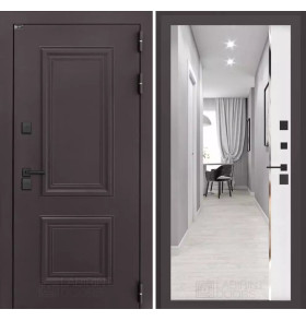 Входная дверь Полярис лайт с зеркалом Панорама - Белый софт