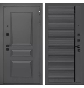 Входная дверь Орлеан 22 - Графит софт, черная вставка