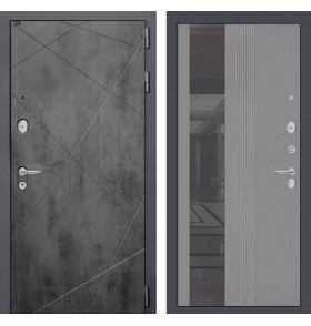 Входная дверь LOFT с Зеркалом 32 тонированным - Серый рельеф софт